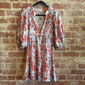 Poupette St. Barth Red and White Floral Mini Dress